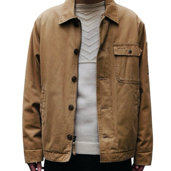 VTG 90s Y2K Chore Barn Coat Tan Work Wear Canvas Cotton Gap Jacket Mens Large - Picture 16 of 16